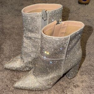Steve Madden Sparkling Silver Ankle Booties